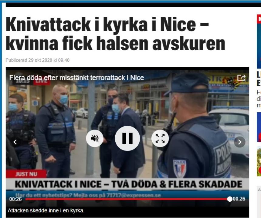 Ytterligare en avhuvning i Frankrike - Tre dda i Nice efter knivattack i kyrka